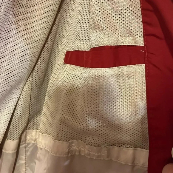 [L]Eddie Bauer Red Mesh Lined Windbreaker Trench Jacket - Picture 9 of 14